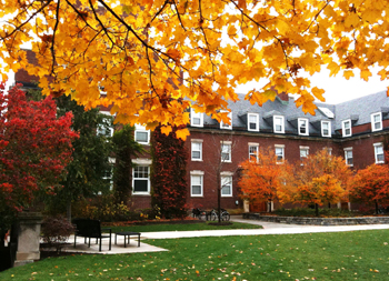 Burton Hall amidst a beautiful pallet of fall colors