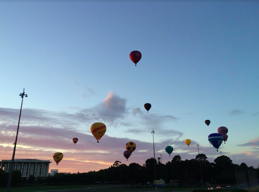 The Canberra Balloon Spectacular (air balloons in the sky)