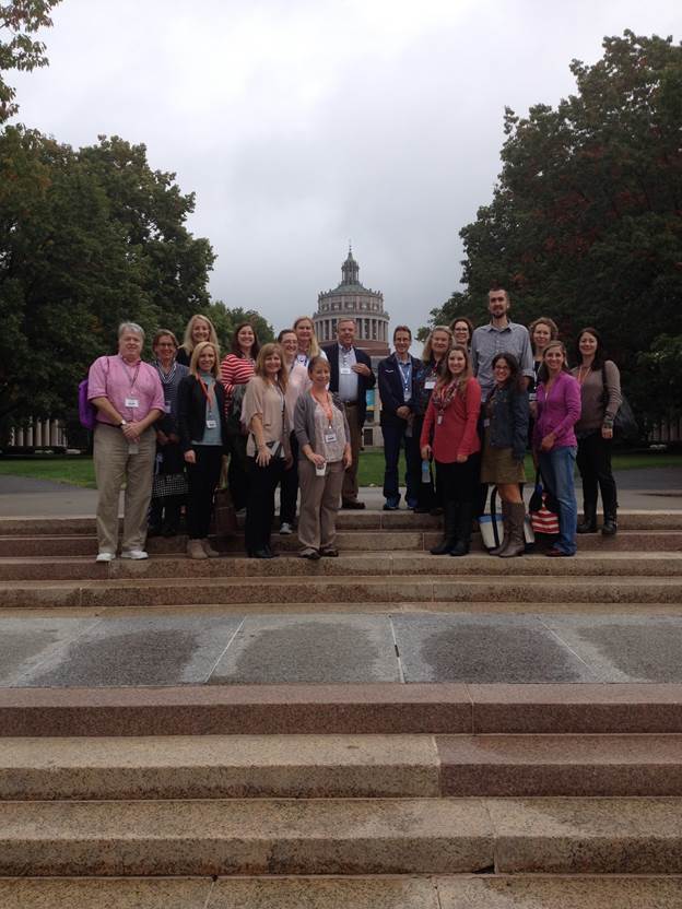 Group photo of CORT attendees in front of Rush Rhees, 2016