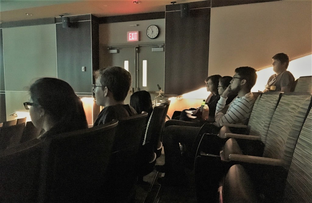 students watching anime in a classroom