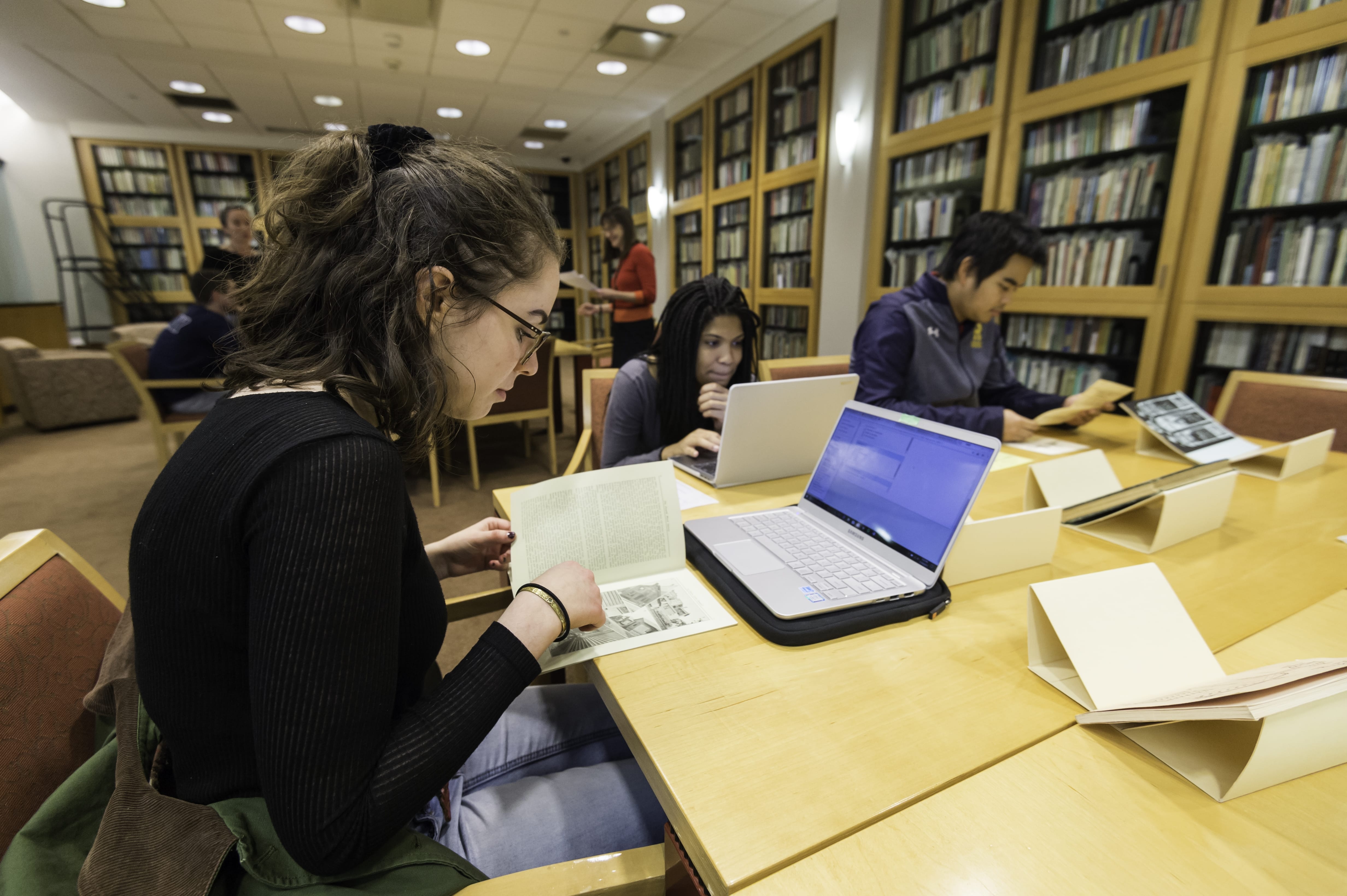 Student studying in the library