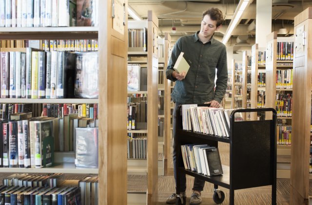 Student working in library