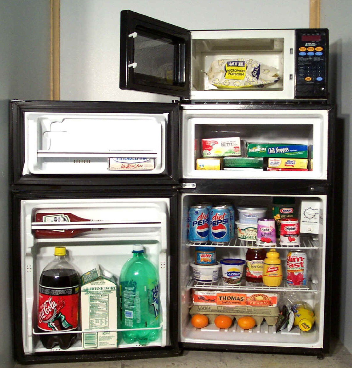 An image of a MicroFridge (combination microwave and minifridge) rentable through the University.