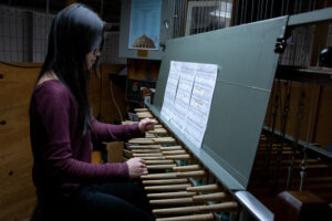 Sarah Lee playing the carillon. 