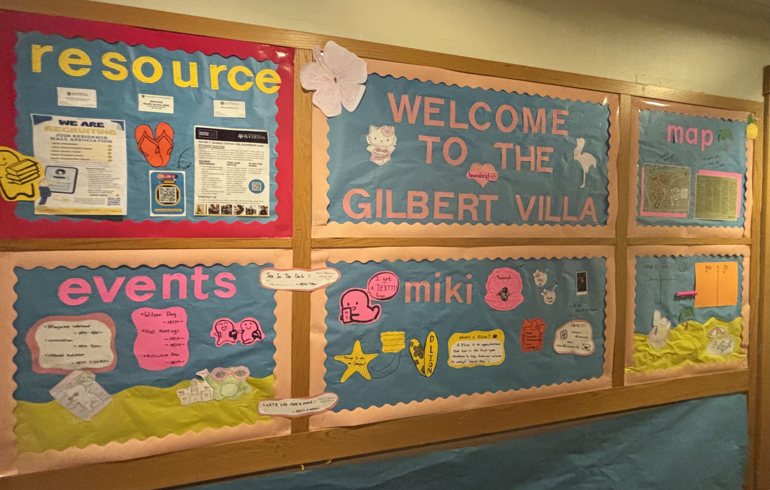 A photo of six bulletin boards decorated by D'Lion members.