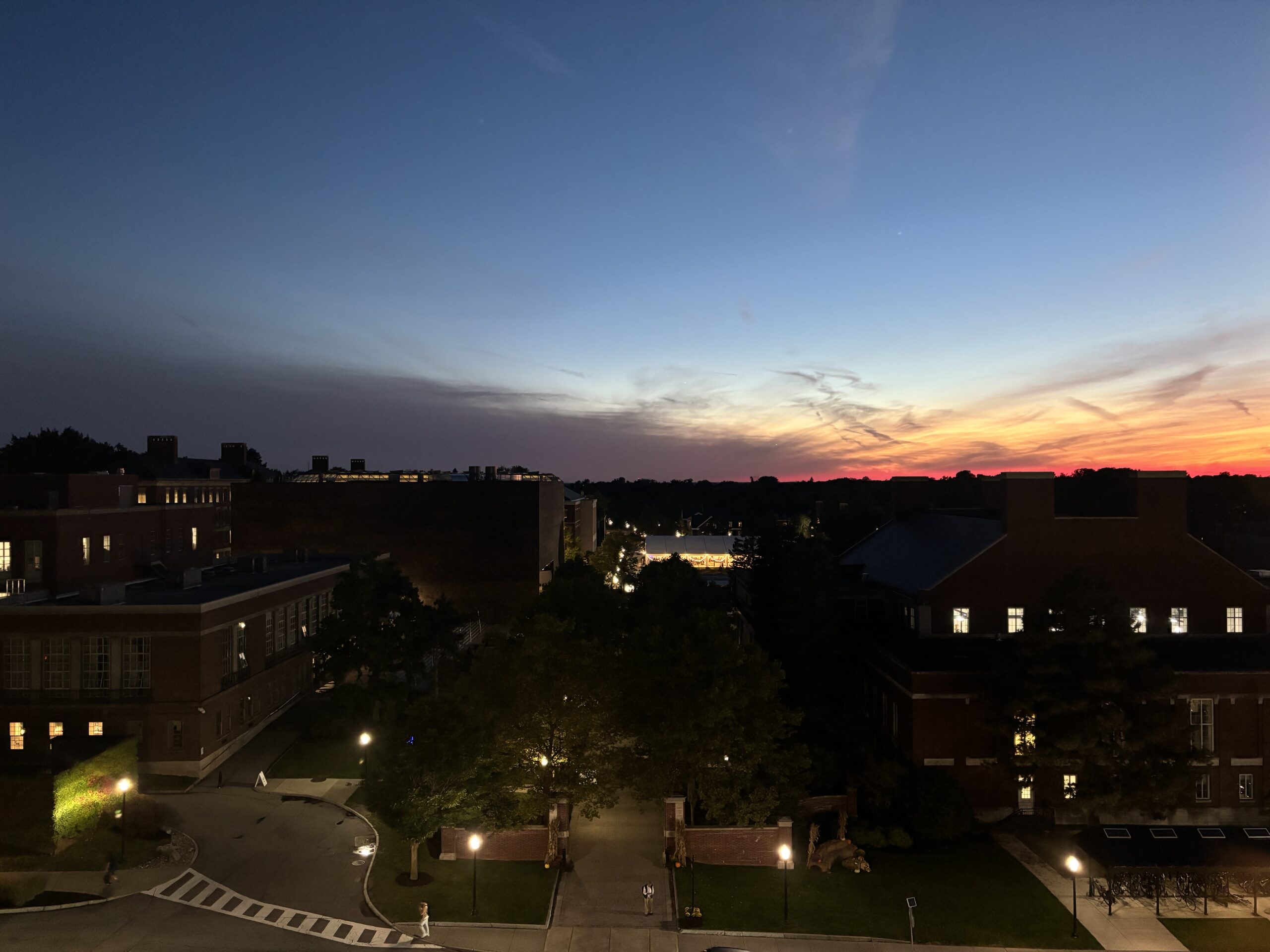 The view from Genesee Hall at sunset.