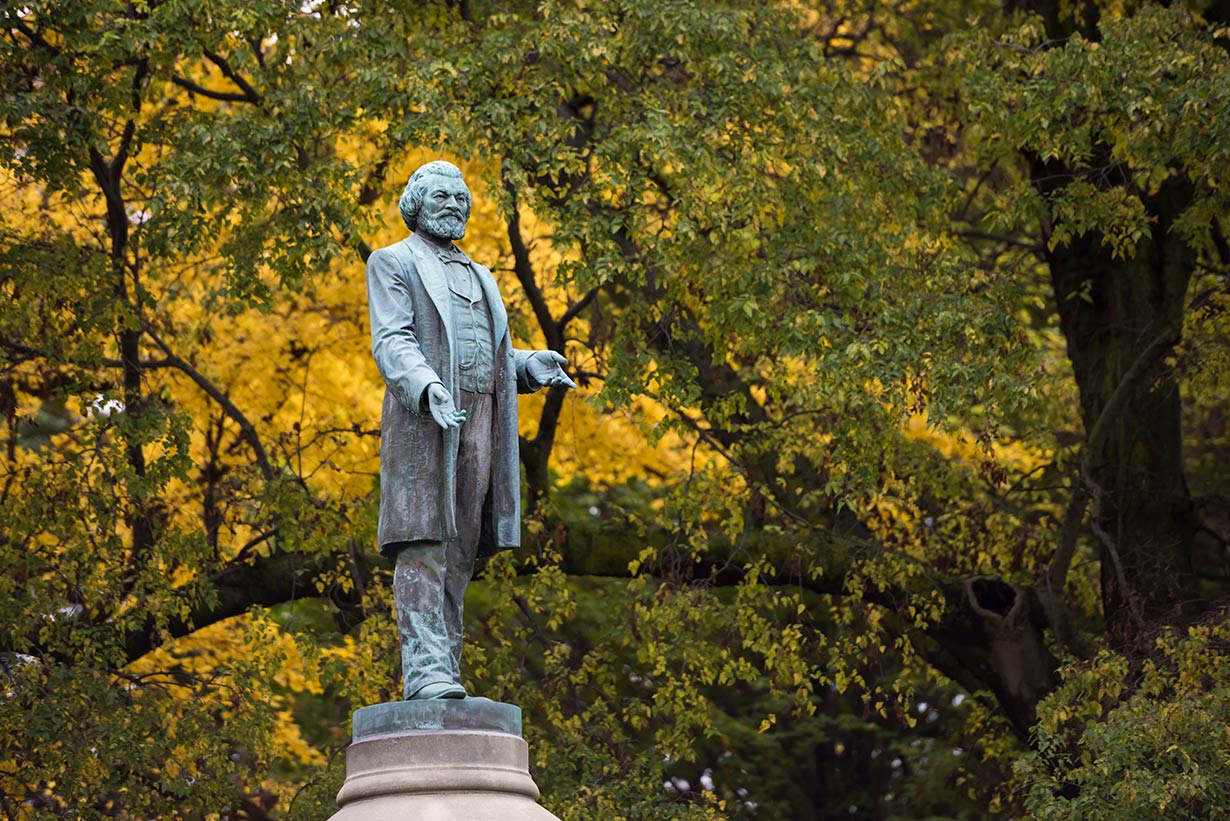 A statue of Frederick Douglass.