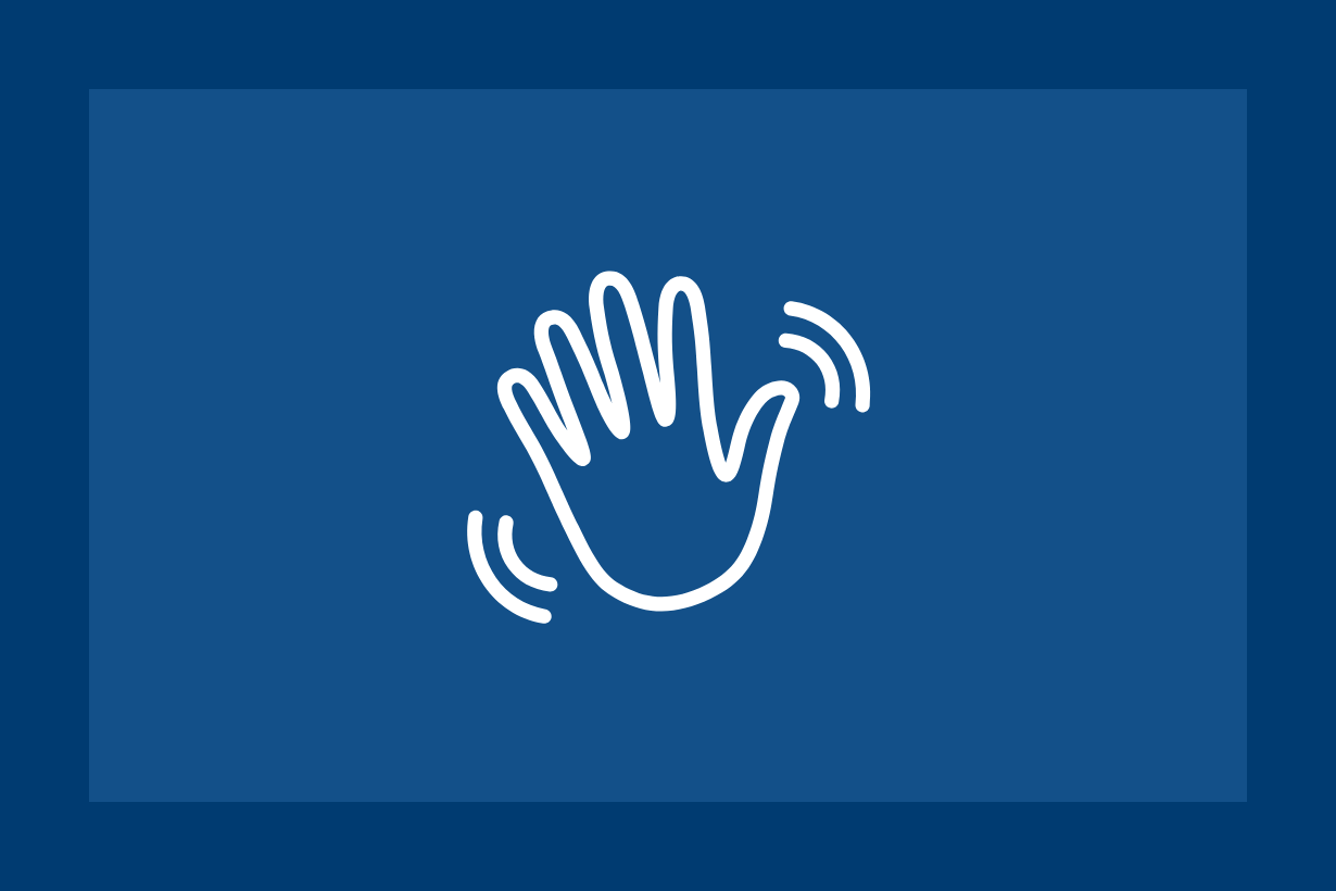 A graphic of a waving hand.